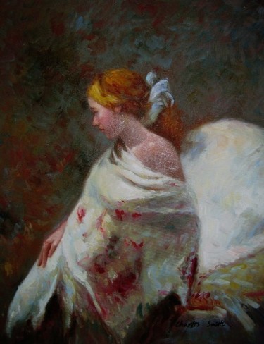 Painting titled "JEUNE FILLE MELANCO…" by Charles Smith, Original Artwork, Oil