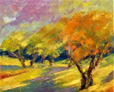 Peinture intitulée "les-arbres" par Charles Tapiero, Œuvre d'art originale, Huile