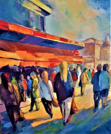 Peinture intitulée "marche-toulouse-65x…" par Charles Tapiero, Œuvre d'art originale, Huile