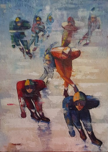 Painting titled "les patineurs.jpg" by Charles Tapiero, Original Artwork, Oil