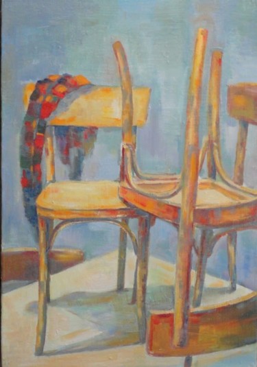 Painting titled "foulard oublié.jpg" by Charles Tapiero, Original Artwork, Oil