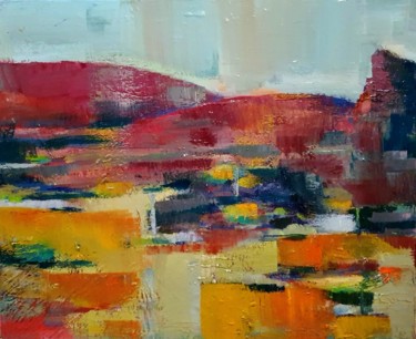 Painting titled "montagne" by Charles Tapiero, Original Artwork, Oil