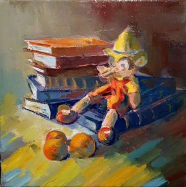 Painting titled "lecture" by Charles Tapiero, Original Artwork, Oil