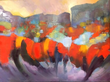 Painting titled "paysage abstrait" by Charles Tapiero, Original Artwork, Oil