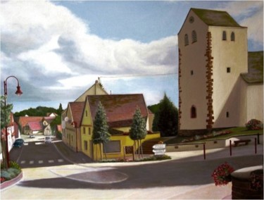 Painting titled "A Pfulgriesheim - L…" by Charles Unger, Original Artwork, Oil Mounted on Wood Stretcher frame