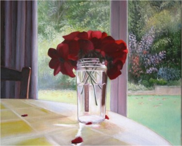 Painting titled "fleurs-de-geranium-…" by Charles Unger, Original Artwork