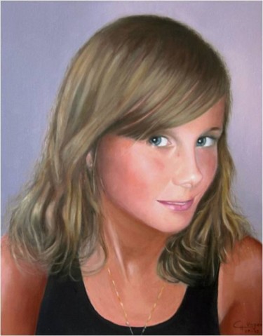 Painting titled "Portrait de Noémie" by Charles Unger, Original Artwork