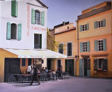 Pintura intitulada "Terrasse Arlésienne" por Charles Unger, Obras de arte originais, Óleo