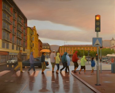 Pintura intitulada "Crossing" por Charles Unger, Obras de arte originais, Óleo