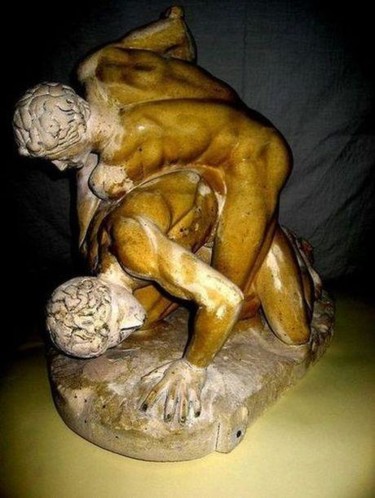 Sculpture intitulée "Les Lutteurs de Myr…" par Charles Favard, Œuvre d'art originale, Pierre