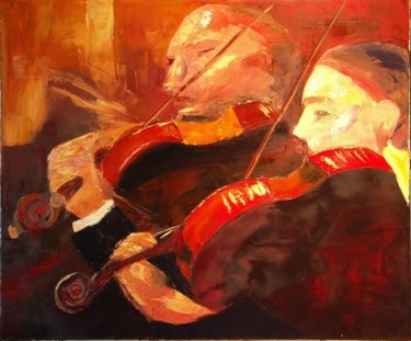 Schilderij getiteld "Les VIOLONISTES" door Charles Bailly, Origineel Kunstwerk