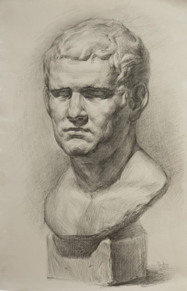 Dessin intitulée "Étude du buste d'Ag…" par Charles Dubus, Œuvre d'art originale, Graphite