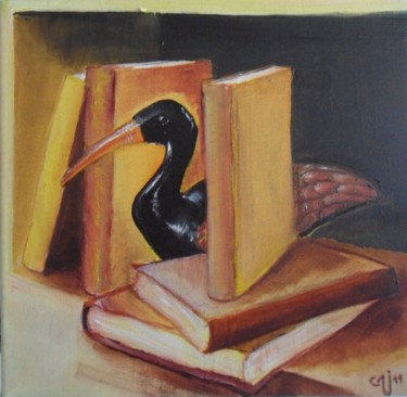 Peinture intitulée "le canard aux livres" par Charles Jacquet, Œuvre d'art originale