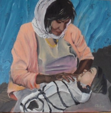 Peinture intitulée "maternité" par Charles Jacquet, Œuvre d'art originale
