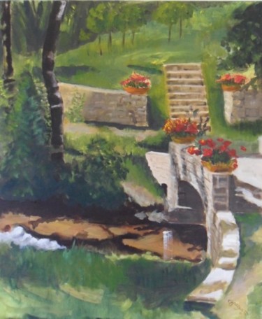 Peinture intitulée "Le pont de Perrot" par Charles Jacquet, Œuvre d'art originale