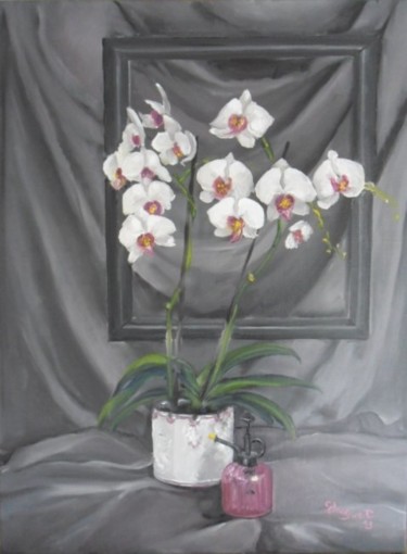 Peinture intitulée "le cadre aux Orchid…" par Charles Jacquet, Œuvre d'art originale