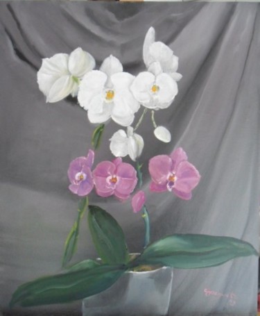 Peinture intitulée "Orchidées" par Charles Jacquet, Œuvre d'art originale