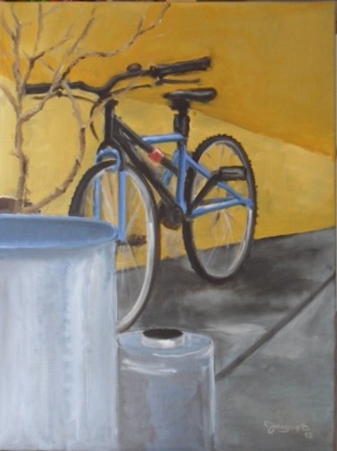 Peinture intitulée "une bicyclette bleue" par Charles Jacquet, Œuvre d'art originale