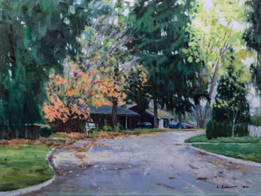Painting titled "Fall Season Starts" by Charles Jiao, Original Artwork, Oil