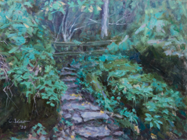 Painting titled "Stone Steps" by Charles Jiao, Original Artwork, Oil