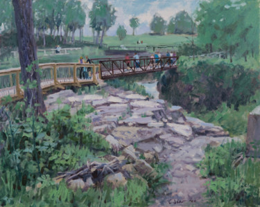 Painting titled "Massies Creek Bridge" by Charles Jiao, Original Artwork, Oil