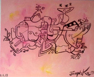 Peinture intitulée "josephka les amours…" par Charles Josephka, Œuvre d'art originale, Acrylique