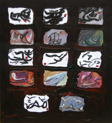 Schilderij getiteld "Rosetta Stone of Co…" door Charles Riley, Origineel Kunstwerk, Acryl