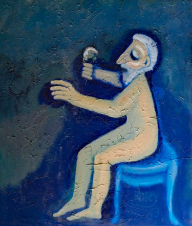 Peinture intitulée "Homer Recites the L…" par Charles Riley, Œuvre d'art originale, Huile Monté sur Châssis en bois