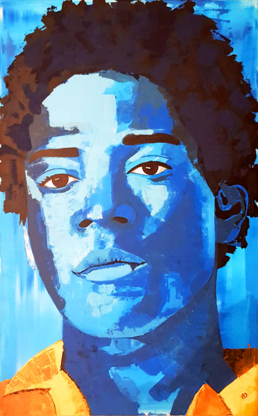 Malerei mit dem Titel "Jean-Michel Basquiat" von Charli L, Original-Kunstwerk, Acryl