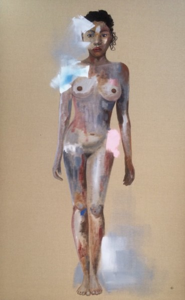Malarstwo zatytułowany „Ashley Nue” autorstwa Charli L, Oryginalna praca, Olej Zamontowany na Drewniana rama noszy