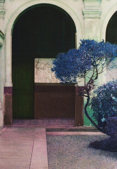 Painting titled "Petit arbre bleu" by Charlie Bobo, Original Artwork, Oil