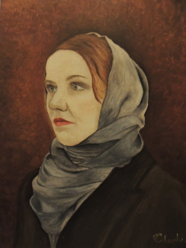 Peinture intitulée "La dame au voile" par Charlie D, Œuvre d'art originale, Huile