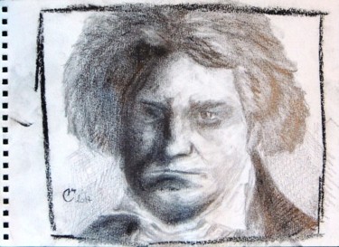图画 标题为“Beethoven crayon/fu…” 由Charlie D, 原创艺术品, 铅笔