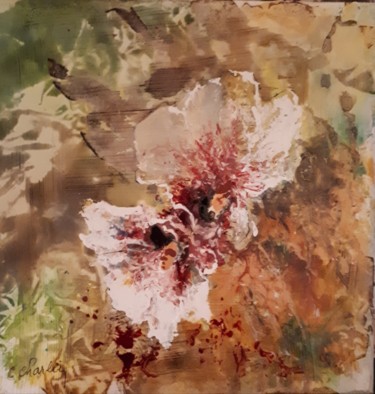 Pittura intitolato "fleurs" da Christian Charlier, Opera d'arte originale, Pittura di vetro colorato