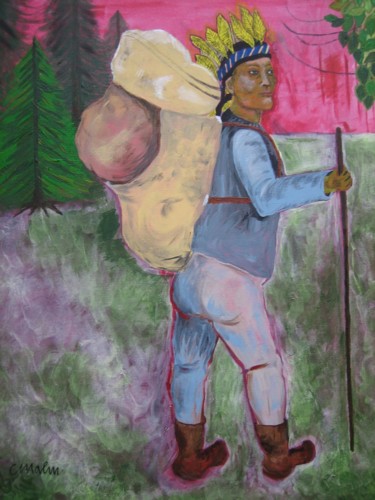 Peinture intitulée "Exorsisten i indian…" par Charlotta Malm, Œuvre d'art originale