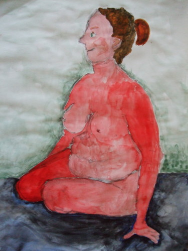 Ζωγραφική με τίτλο "Glad röd modell" από Charlotta Malm, Αυθεντικά έργα τέχνης