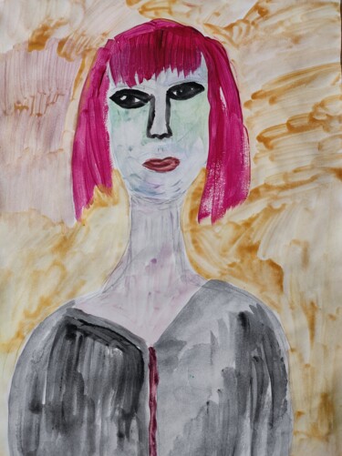 Painting titled "Portrait 1" by Charlotte Cardonne, Original Artwork, Acrylic