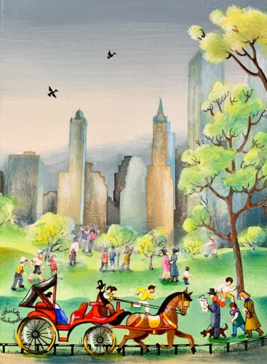 Painting titled "Central Park" by Charlotte Lachapelle, Original Artwork, Acrylic