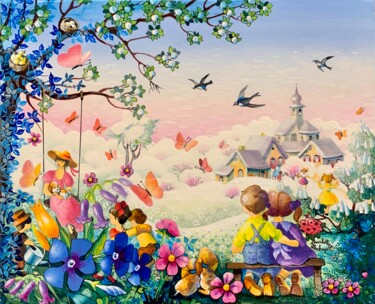 Painting titled "Le printemps est re…" by Charlotte Lachapelle, Original Artwork, Acrylic
