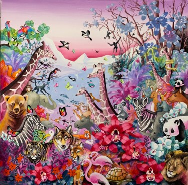Malerei mit dem Titel "Paradis flamboyant" von Charlotte Lachapelle, Original-Kunstwerk, Acryl