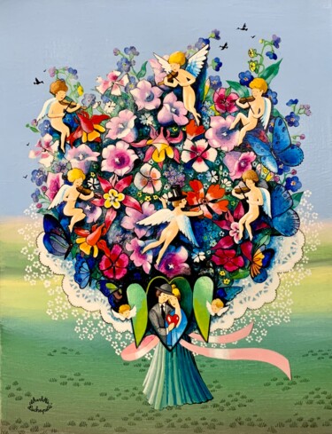 Schilderij getiteld "Un joli bouquet" door Charlotte Lachapelle, Origineel Kunstwerk, Acryl
