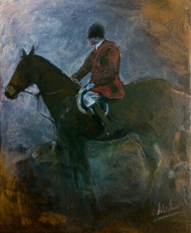 Painting titled "Retour de Chasse" by Charlotte Macleod, Original Artwork, Oil