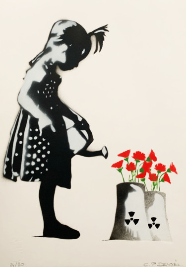 Malerei mit dem Titel "Little girl with a…" von Charlotte Parenteau-Denoël, Original-Kunstwerk, Acryl