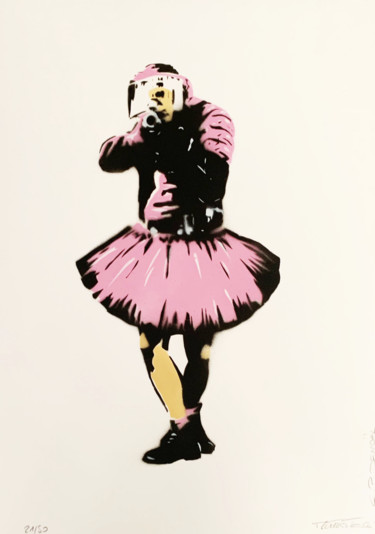 绘画 标题为“Pink Baby Cop” 由Charlotte Parenteau-Denoël, 原创艺术品, 丙烯