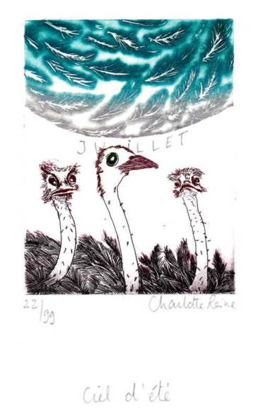 印花与版画 标题为“Ciel d'Eté - Juillet” 由Charlotte Reine, 原创艺术品, 蚀刻
