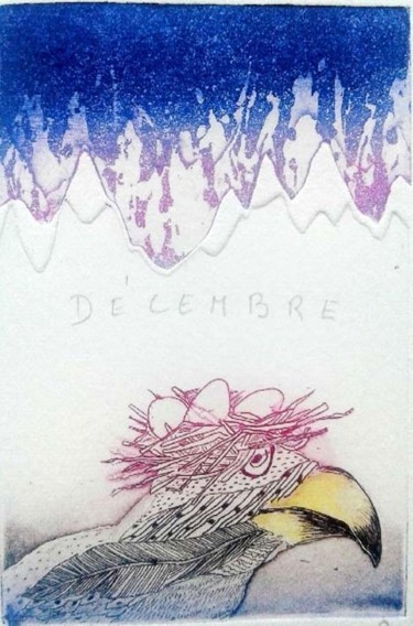 Incisioni, stampe intitolato "Ciel d'Hiver - Déce…" da Charlotte Reine, Opera d'arte originale, Acquaforte
