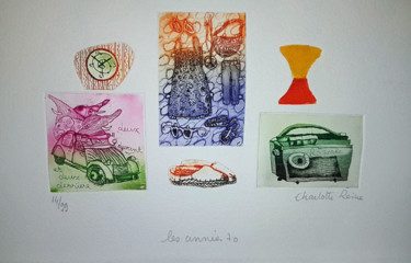 Printmaking titled "Années 70" by Charlotte Reine, Original Artwork, Etching