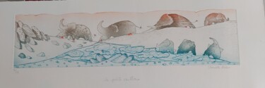Printmaking titled "Les Petits Cailloux" by Charlotte Reine, Original Artwork, Etching