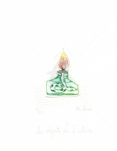 Gravures & estampes intitulée "Les Objets de l'Ate…" par Charlotte Reine, Œuvre d'art originale, Eau-forte