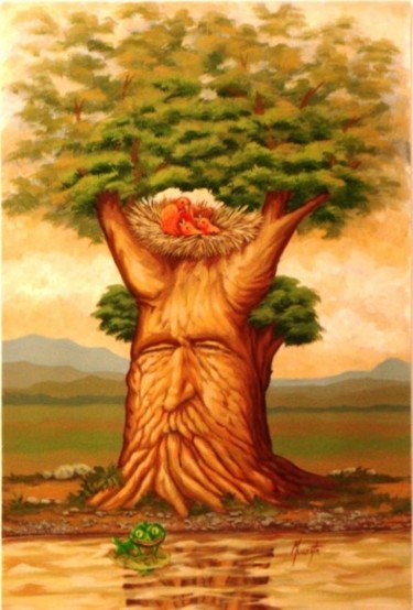 Pintura titulada "Arbol del Eden" por Carlos Luis Murrieta García, Obra de arte original, Oleo